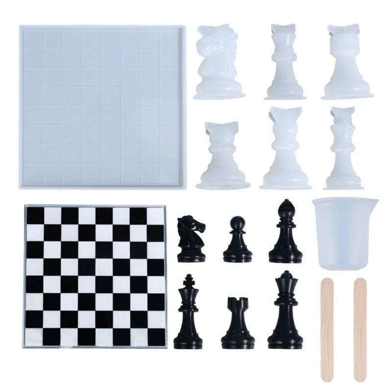 3D Chess Pieces Crystal Epoxy Mould Chessborad Silicone Mold
