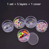 5 Layer Cylinder Stackable Bead Containers Plastic Storage Jar Box