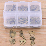 60Pcs/Lot 6 Styles Cat Charm Pendant Kit for DIY Jewelry Making