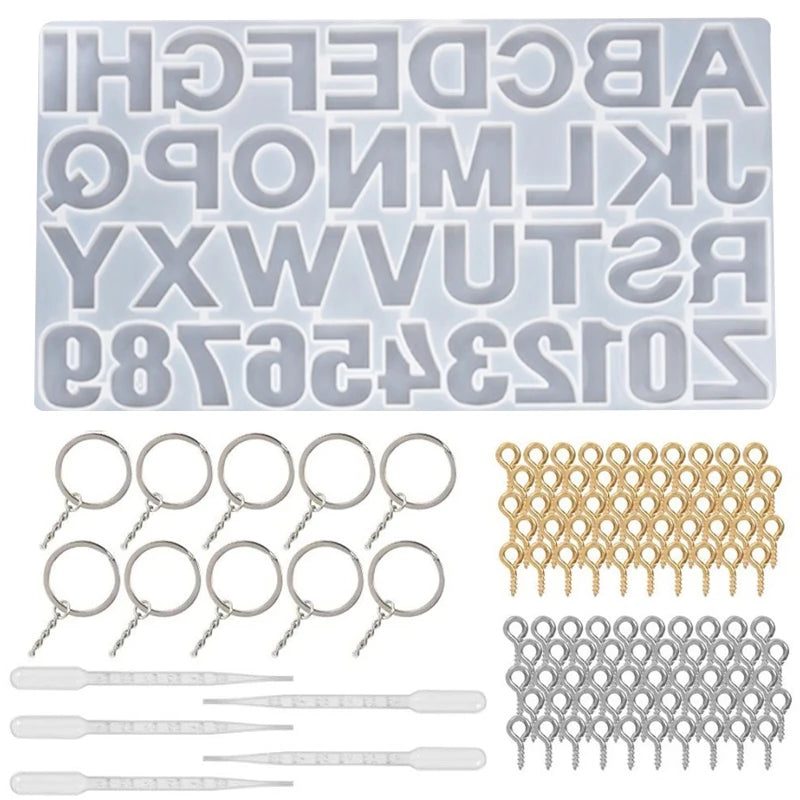 Alphabet Letter Number Mold Keychain Pendant for DIY Crafts