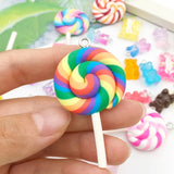 Colorful Bear Lollipop Candy Pendant Charm Polymer Clay DIY Girl