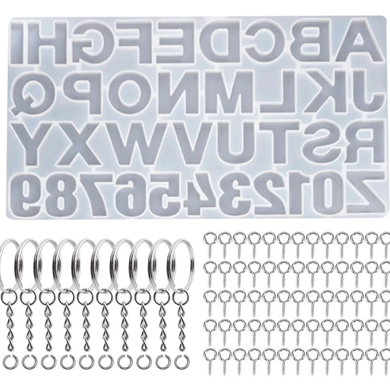 Alphabet Letter Number Keychain Pendant Silicone Mould DIY Crafts