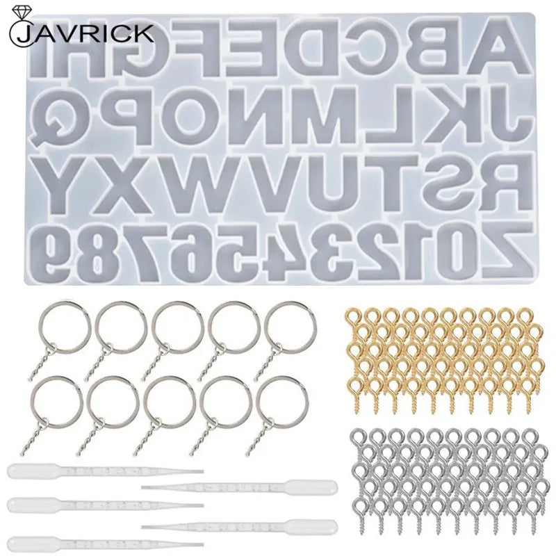 Alphabet Letter Number Keychain Pendant Silicone Mould