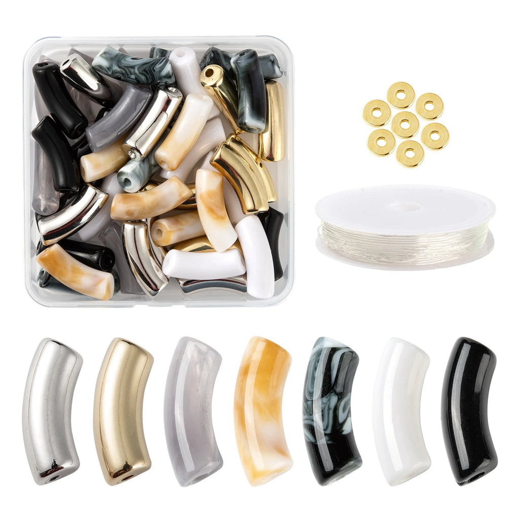 DIY CCB Plastic Curved Tube Beads Bracelet Kit