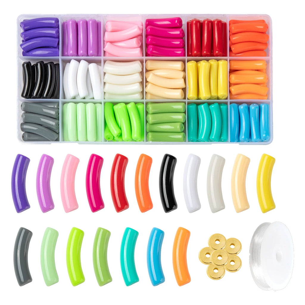 DIY CCB Plastic Curved Tube Beads Bracelet Kit