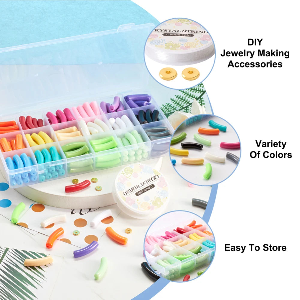 DIY CCB Plastic Curved Tube Beads Bracelet Kit