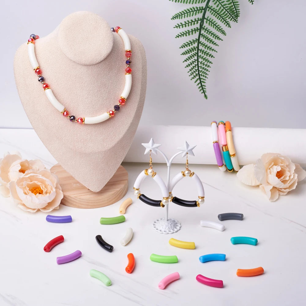 DIY CCB Plastic Curved Tube Beads Bracelet Kit