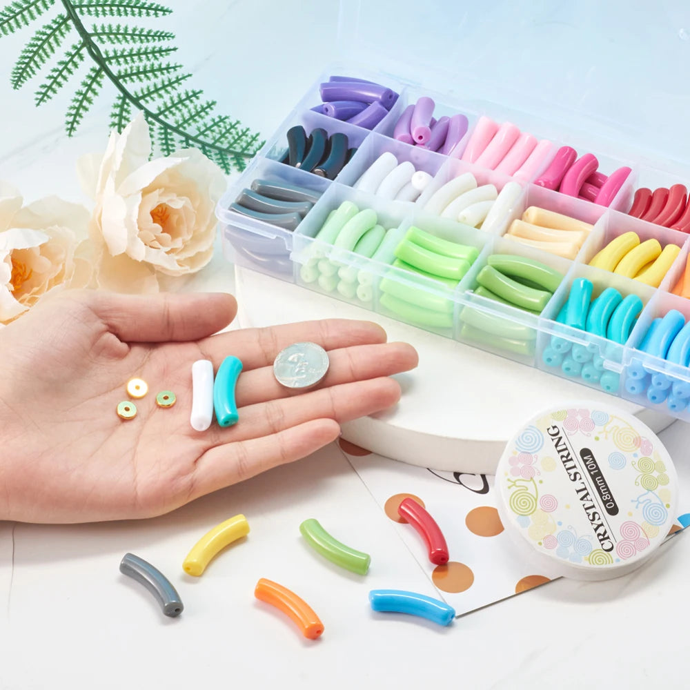 DIY CCB Plastic Curved Tube Beads Bracelet Kit