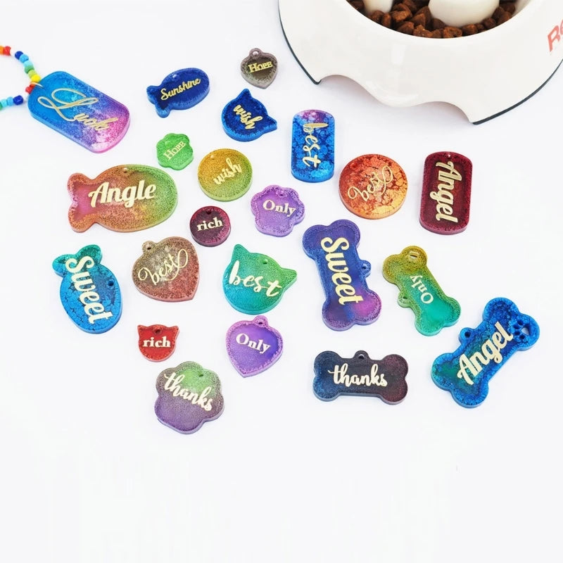 Pet Tag Crystal Epoxy Resin Mold Keychain Pendant Silicone Mold
