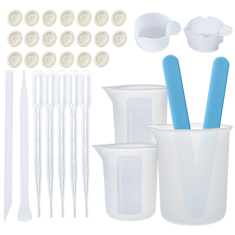 Epoxy Resin Mixing Kit 100&150ml Cups Popsicle Sticks Pipette