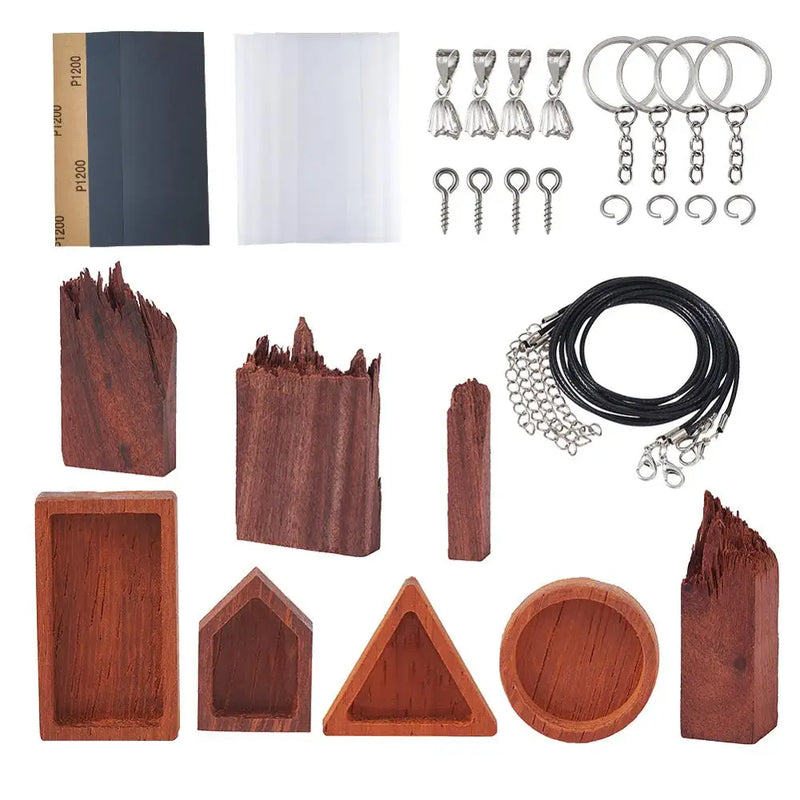 DIY Wood Moulds Epoxy Resin Mould Cord DIY Necklaces Jewelry Making Molds Kits
