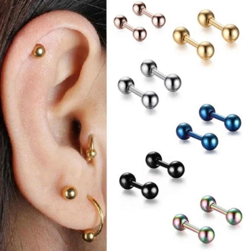 Unisex Stainless Steel Punk Gothic Barbell Earrings