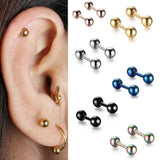 Unisex Stainless Steel Punk Gothic Barbell Earrings