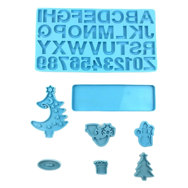 Christmas Tree Letters Numbers Decoration Mold DIY Crystal Epoxy Mold