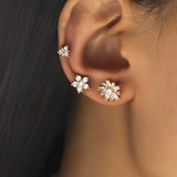 Flower Star Stud Earrings Ear Clips Jewelry for Wedding Party