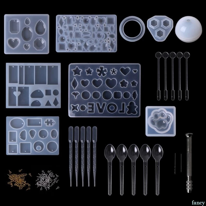 Epoxy Resin Kit with Silicone Mold Diamond Jewelry Making Tools