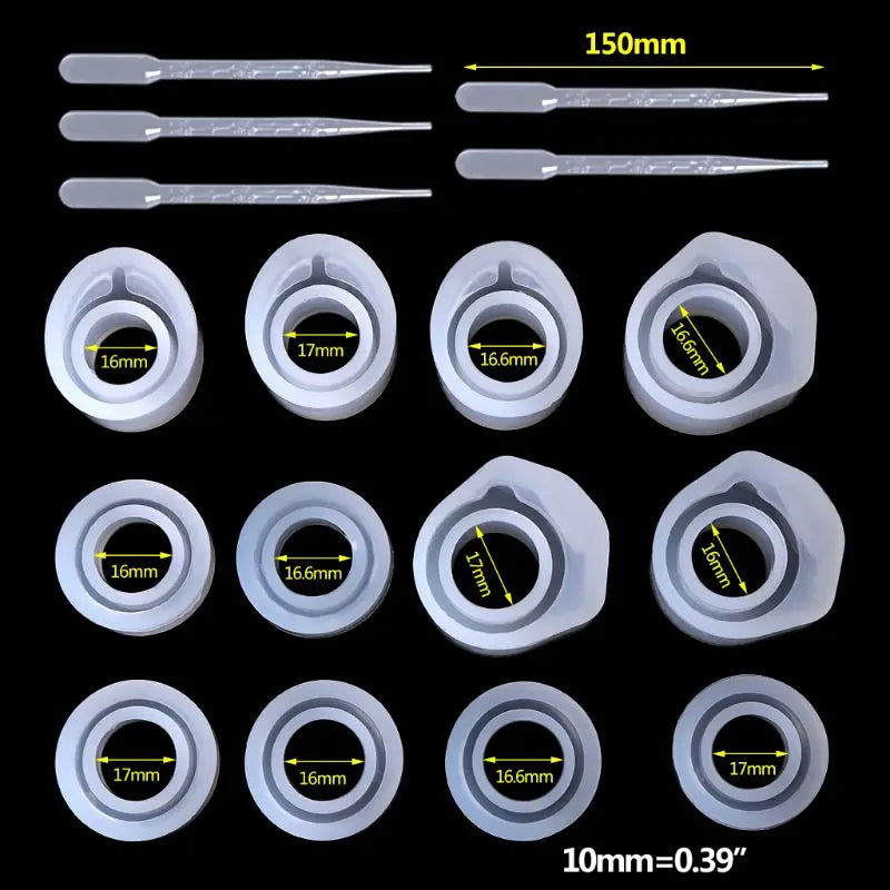 Epoxy Resin Kit Silicone Mold Ring Molds 3 Sizes DIY Jewelry Rings