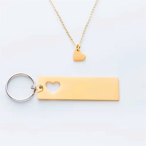 Couple Puzzle Necklace Keychain Set You Are My Missing Piece Engraved