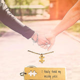 Couple Puzzle Necklace Keychain Set You Are My Missing Piece Engraved
