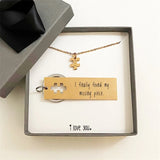 Couple Puzzle Necklace Keychain Set You Are My Missing Piece Engraved