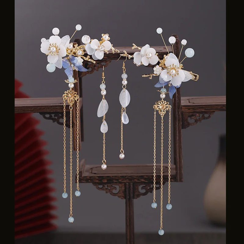 Flower Butterfly Clip & Earring Set Girl Hairpin Headdress
