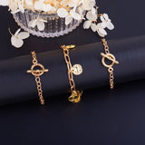 Golden Alloy Bracelet Making Kit with Chains and Pendants