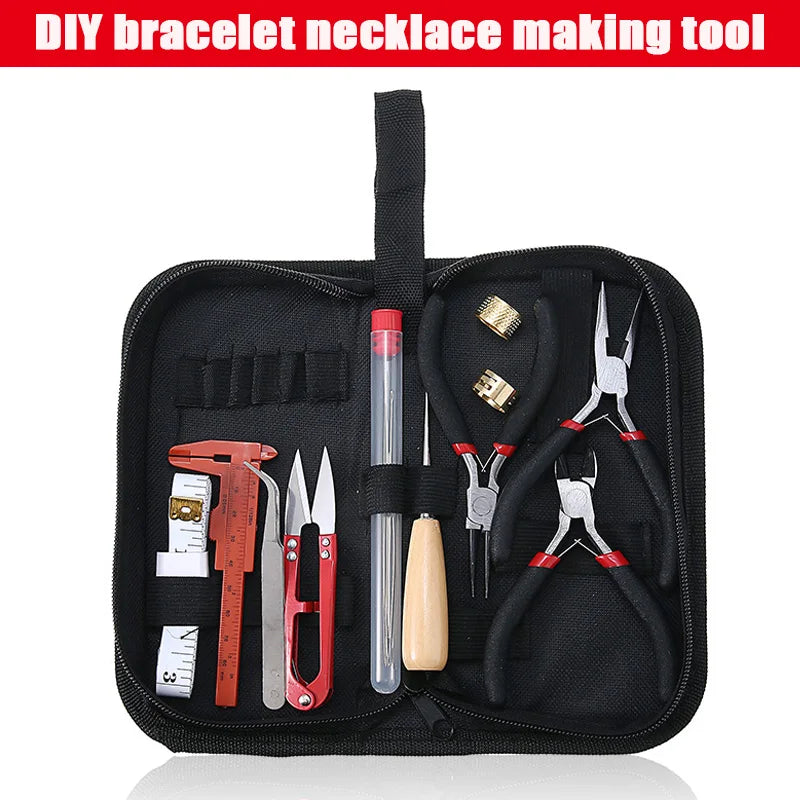 Jewelry Making Tools Set Pliers Awl Lobster Clasps Tape Measure Findings