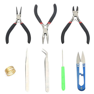 Jewelry Making Tools Set with Pliers, Tweezers, Scissors, Ring, Awl