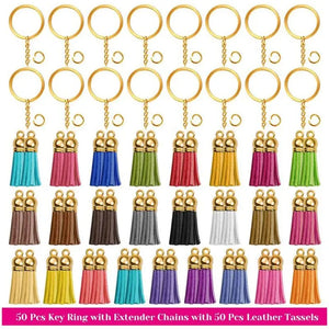 Key Chain Rings Pendants Leather Keychain Tassel DIY Crafts Jewelry Earrings