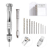 Micro Steel Hand Drill Bits Set with 10 Pcs Precision Pin Vise Twist Drill Bits