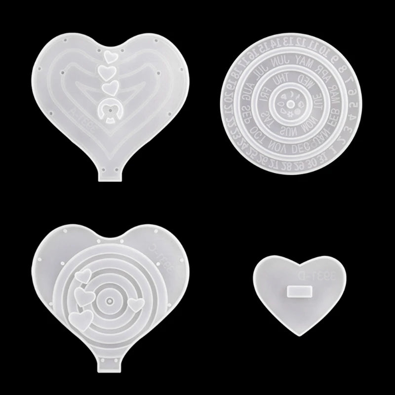 Moon/Love Heart Calendar Epoxy Resin Molds Silicone Mould