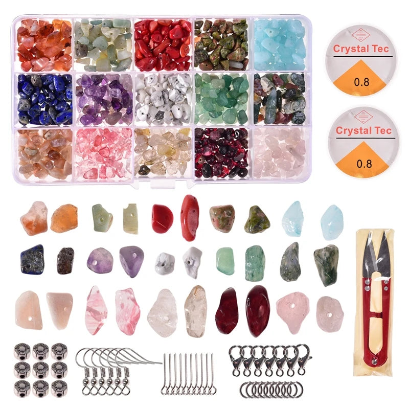 Natural Gemstones Beads Kit with Findings for DIY Jewelry