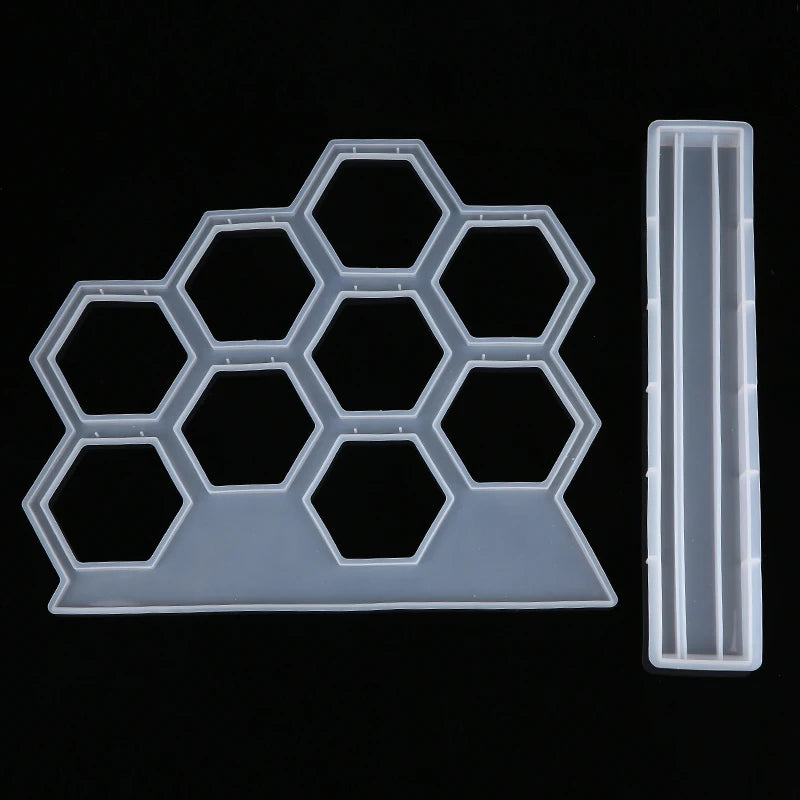 DIY Resin Epoxy Mold Hexagonal Earring Display Stand Jewelry Storage Silicone