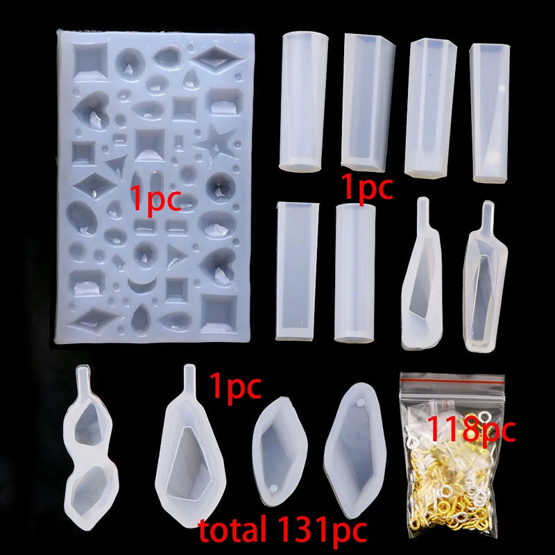 131pc Silicone Mold Jewelry Casting Earring Stud Screw Eyes Making Tools Set