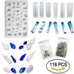 131pc Silicone Mold Jewelry Casting Earring Stud Screw Eyes Making Tools Set