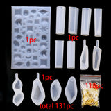 131pc Silicone Mold Jewelry Casting Earring Stud Screw Eyes Making Tools Set