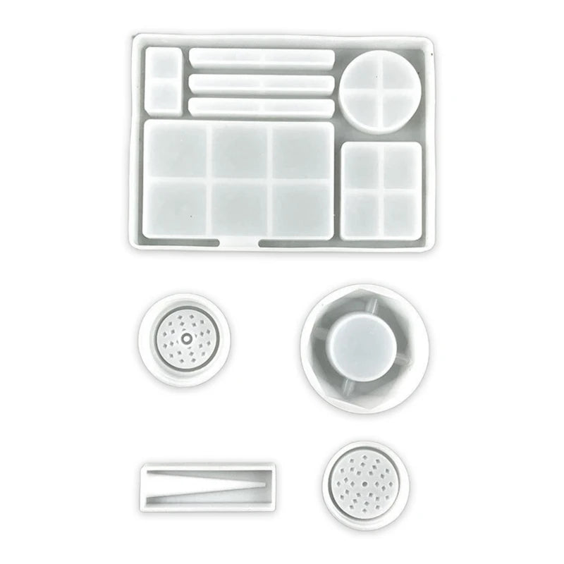 Spice Grinder Ashtray Silicone Mold for Epoxy Resin, Makeup Rolling Tray Mould
