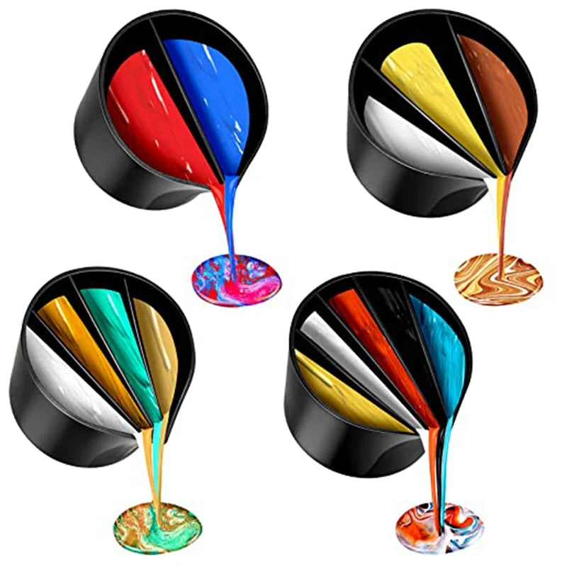 Set of 2 Split Cups Silicone Pour Cup Bundle for Paint Pouring