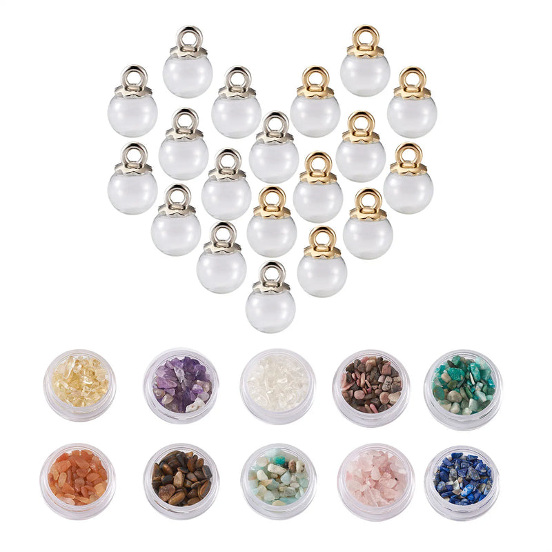 Gemstone Bead & Glass Globe Pendant Making Kit - DIY Jewelry Craft Supplies