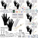 Body Piercing Kit with Forceps Needles Clamps Jewelry Set