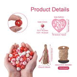Valentines Wooden Beads Kit with Heart Charms & Jute Cord