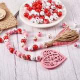 Valentines Wooden Beads Kit with Heart Charms & Jute Cord