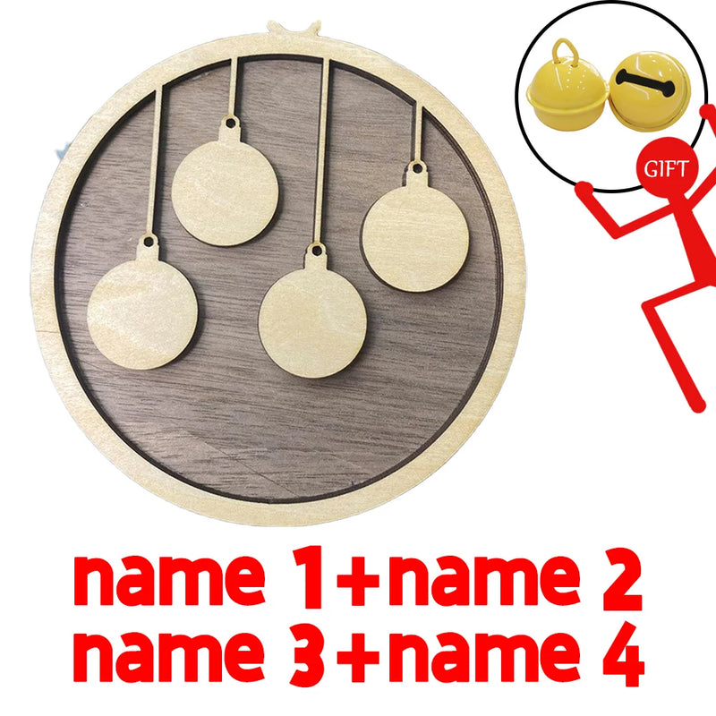 Wooden Christmas Bell Set for Couple Personalized Gift
