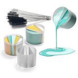 Set of 4 Silicone Split Cups for Paint Pouring Resin Acrylic and Cleaning Brush