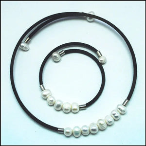 Fresh Water Pearl Choker Necklace Set with Bracelets