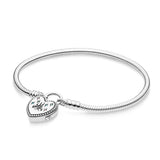 Sterling Silver Bracelet S925 With Logo LoveLetter Diamond Pendant