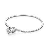Sterling Silver Bracelet S925 With Logo LoveLetter Diamond Pendant