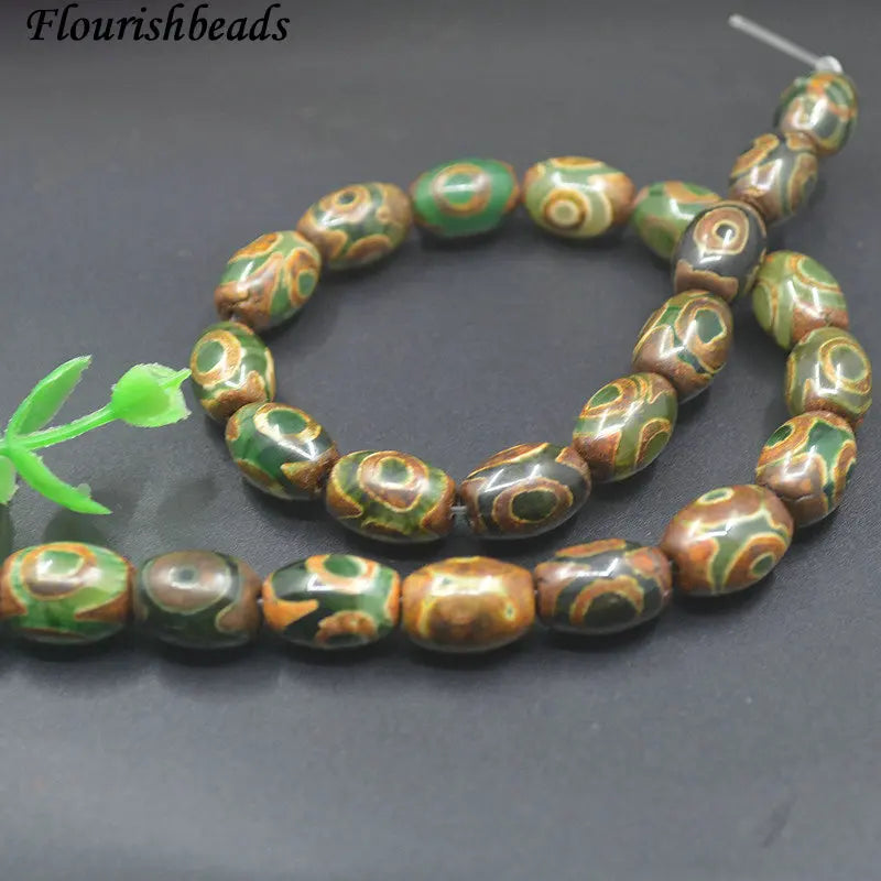 10x14mm Eye Veins Agate Tube Beads Antique Bronze Retro Necklace Jewelry Making