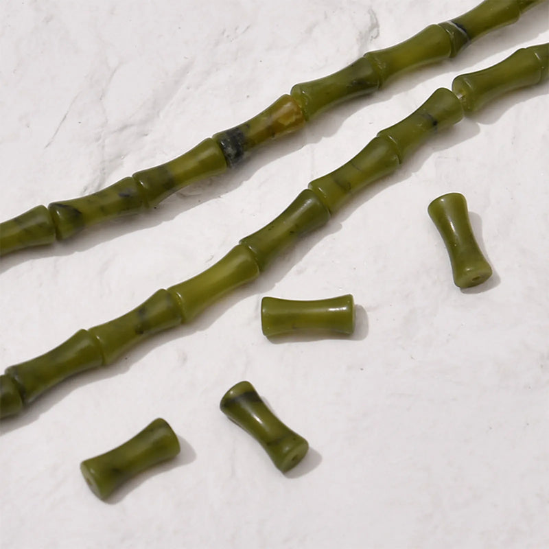 Bamboo-shaped Gemstone Beads for DIY Jewelry, 12x5mm, Multicolor
