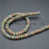 5x8mm Natural Unakite Matte Rondelle Spacer Beads